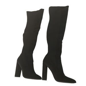 Steve Madden Essence Black Thigh High Boots 8.5 M High chunky Heel Over knee New